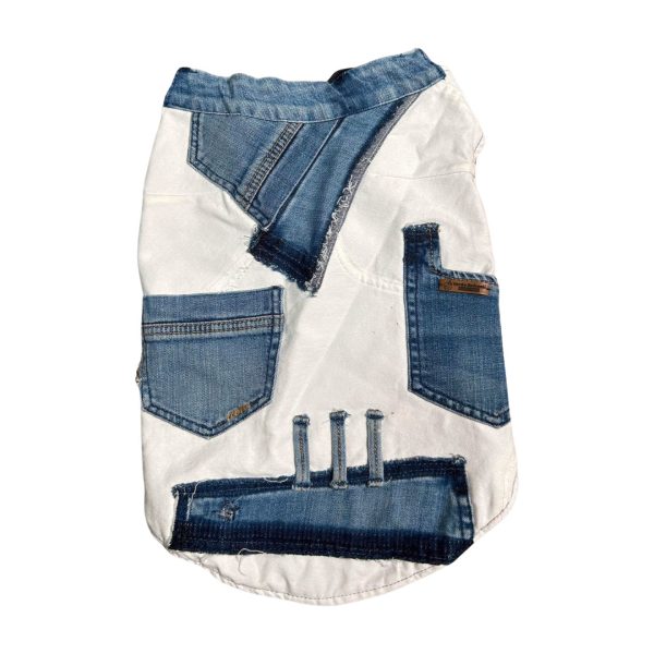 Chaqueta de jeans blanca con bolsillos para perros Verde Animali